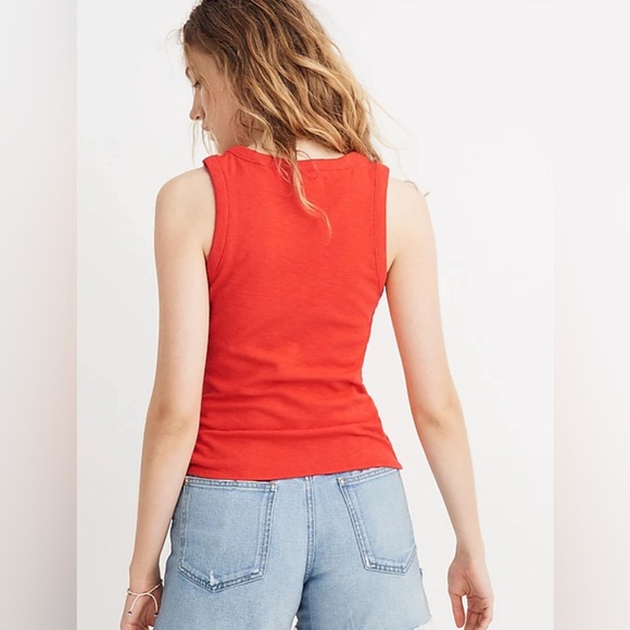 Madewell Audio Knot-Front Tank Top color rip persimmon size xxs - Picture 2 of 5